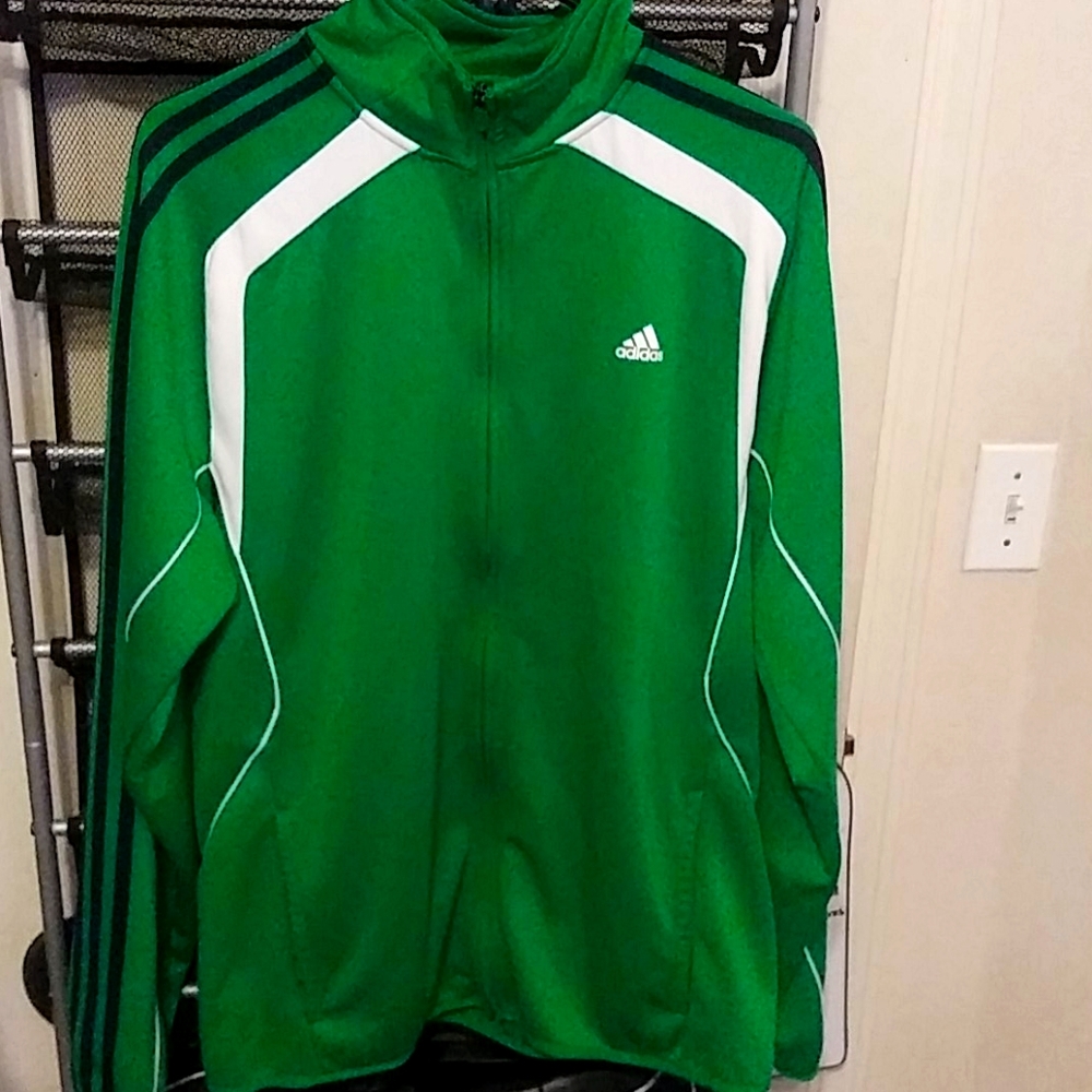 Green/white and NAVY STRIPPED ADIDAS TRACK JACKET